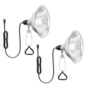 HealSmart 8.5" Clamp Light Socket, 150-Watt Maximum with 6 Feet 18/2 SPT-2 Cord, Aluminum Reflector E26 (no Bulb Included), for Reptiles and Plants Growing, 2-Pack