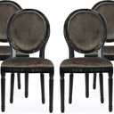 Christopher Knight Home Faithe Contemporary Velvet Dining Chairs (Set of 4), Gray, Gloss Black