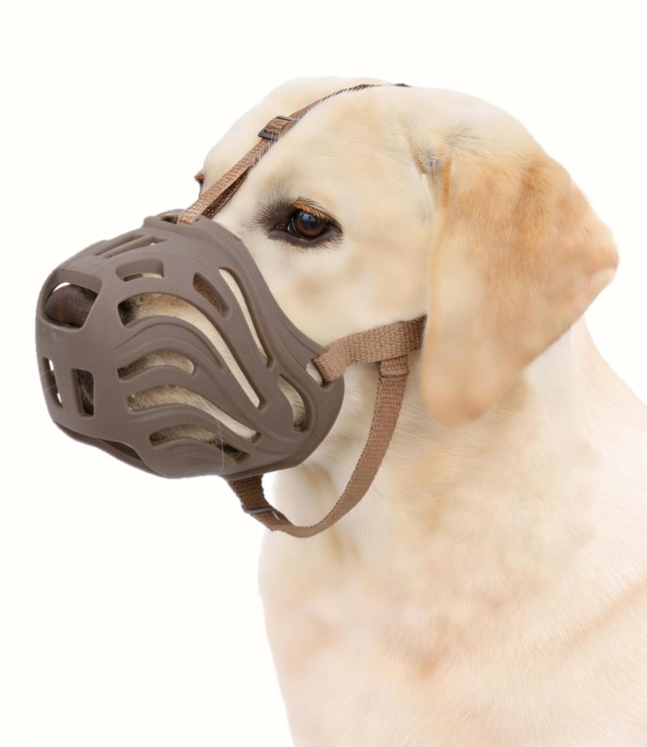 Dog Muzzle for Large Dogs, Silicone Basket Dog Muzzle for Large and Medium Dogs Breed Can Prevent Eating Chewing and Barking for Grooming Trimming Training (Coffee, L-6)