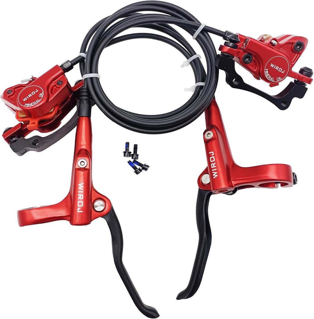 Mountain Bike Hydraulic Disc Brake Set, Front & Rear MechanicalDisc Brake Kit Fit Bicycle MTB XC Trail, e-Bike, Fat Bike, Upgrade kit (Red - Right Front & Left Back)