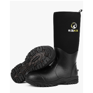 Kalkal Rubber Boots for Men, Waterproof Rain Boots Men with 6mm Neoprene, Insulated Durable Hunting Boots for Fishing, Farming, Gardening and Working M8/W9