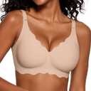 Vertvie Seamless Bras for Women No Underwire Wireless Push Up Bra Support Full Coverage Bralette Comfort Everyday Sports Bra(Nude,X-Large)