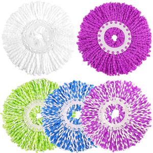 NICEMOVIC 5 Pack Spin Mop Replacement Head for 360 Spin Mop System, Round Shape Standard Universal Size Mop Head, Microfiber Spin Mop Refills Easy Cleaning and Machine Washable