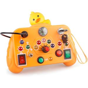 Blackma Montessori Busy Board, Baby & Toddler Toys for 1-3 Years Old, Baby Sensory Board, Sensory Educational Toys for Toddler Christmas & Birthday Gift for Boys & Girls (Orange), Medium