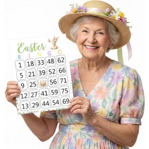 Tinlade 20 Pcs Easter Jumbo Bingo Cards Bingo Games for Family Seniors, Large 8.5" x 11" Number Cards for Easter Games, School Classroom Activities and Easter' Basket Stuffer and Gift