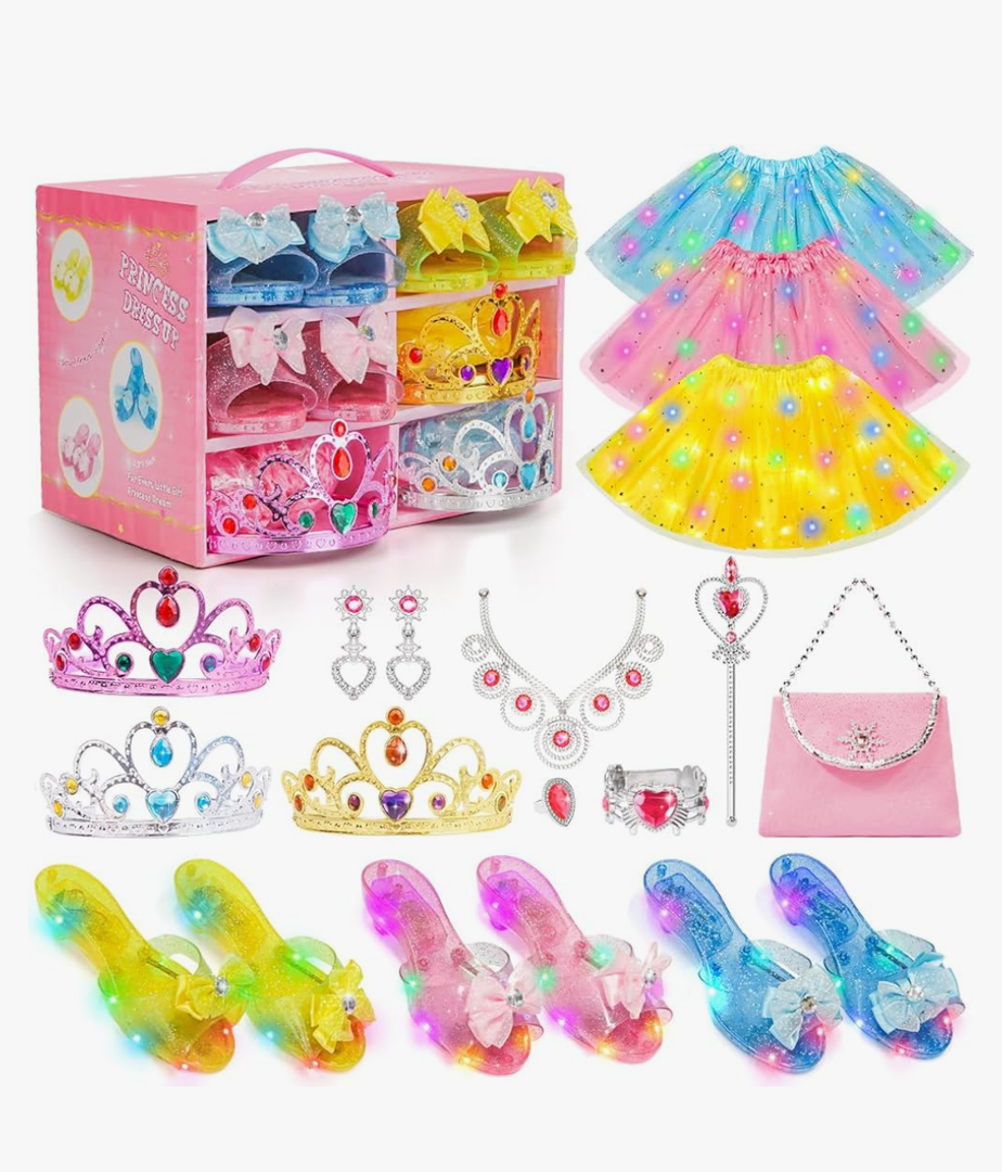 Meland Princess Dress Up for Girls - Dress Up Clothes with Shoes & Skirts, Princess Toys for Toddler Girl 3,4,5,6 Years