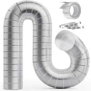 HOOMESUN 4 Inch 8FT Semi Rigid Dryer Vent, Flexible Aluminum Dryer Vent Hose with Clamps, 3.9 Mil Aluminum Foil Tape for HVAC Ventilation, Duct Fan Systems
