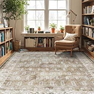 LUMI 8x10 Washable Area Rug for Living Room, Ultra Soft Traditional Vintage Rugs Non Slip with Rubber Backing, Low Profile, High Traffic, Stain Resistant Carpets, Ideal for Bedroom, Dining Room, Indoor