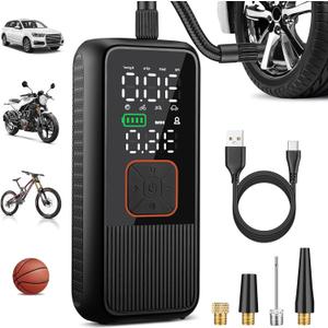 Tire Inflator Portable Air Compressor, 150PSI Smart Air Pump for Car Tires with Digital Tire Pressure Gauge, Portable Fast Tire Inflator for Car, Bike, Motorcycle, Ball and More (Pastel Orange)