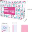160 Pink American Printed Mahjong Game Set with Carrying Bag and Accessories, 1.2 Mahjong Tile Set, 1.2 X 0.9 X 0.59 Inches