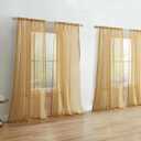 HLC.ME Gold Sheer Voile Curtains: Light Filtering Window Treatment Coverings Rod Pocket Panels for Bedroom and Living Room (Set of 4, 54 x 84 Inches Long)
