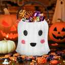 Handmade Ghost-Shaped Storage Basket, Cute Plush Cotton Rope Decorative Bin for Toys, Laundry, Blankets or Books, Soft Portable Woven Tote for Baby Nursery, Living Room, or Easter Gift Baskets (White), Medium (Pack of 2)
