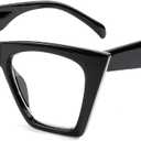 FEISEDY Square Cat Eye Reading Glasses Blue Light Blocking Women Fashion Cateye Reader Anti Glare Digital Eyestrain B2604 (Black)