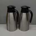 Essenya 2 PCS 68 OZ Thermal Coffee Carafe, Insulated Stainless Steel Coffee Carafe Double Walled Vacuum Thermal Pot Flask with Brushes Thermos for Keeping Hot Coffee Tea Home and Office (Silver)