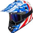 Youth Kids Dirt Bike Helmet for Boys & Girls, F001 Full Face Motorcycle Helmet for Off-Road ATV Street Riding Four Wheeler Mountain Bike with Goggles Gloves, DOT Approved(Great USA, XL)
