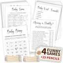 Woodamore Fun Baby Shower Games Gender Neutral - Baby Shower Bingo Game For Girl, Baby Shower Trivia, Games For Boy, Funny Word Scramble Card Decorations