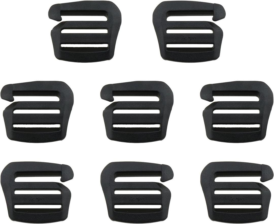 8PCS Black G Shape Plastic Wave Buckle Backpack Strap Hardware Adjustable Outdoor We0bbing Buckle Backpack Buckle for 26mm Width Handbag Webbing and Luggage Strap