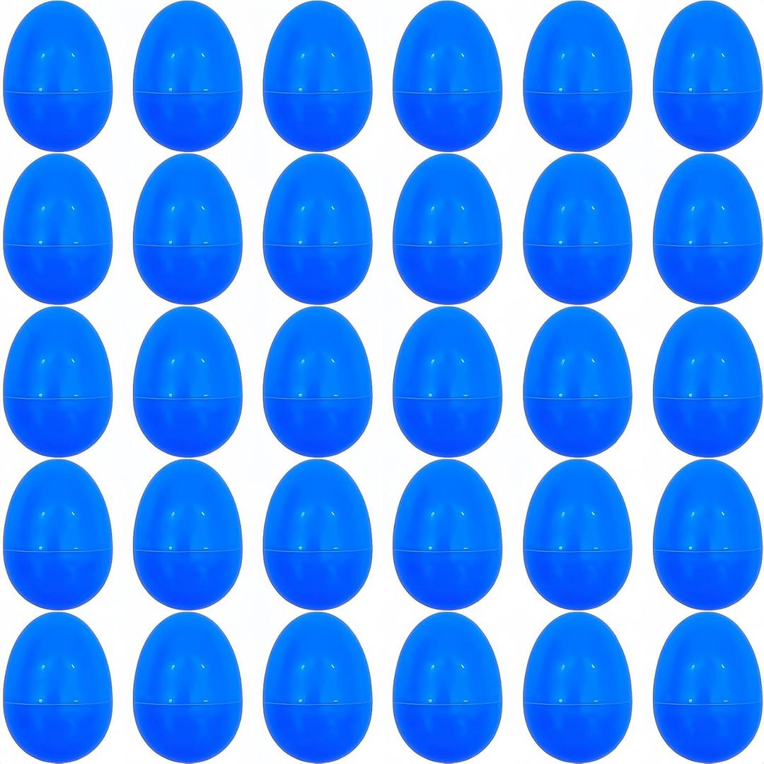 Plastic Easter Eggs for Holiday Decorations and Celebrations, 30 Pcs (Blue)