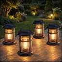 Otdair 4 Pack Solar Lanterns Outdoor Waterproof, Upgraded Warm White Hanging Solar Lights for Outside, Solar Powered Lantern for Patio Yard Garden Porch Decor, Gift for Mom Housewarming