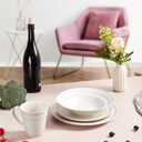 Modern Ceramic Dinnerware Set, 4-Piece, Mug, Bowl and Dinner Plates (White)