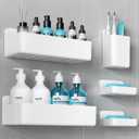 Nieifi Adhesive Wall Shelf, Shower Sheves 5 Pack with Soap Holder, Shower Organizer for Bathroom Organization, White