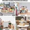 Youeon Set of 3 Rustic Wooden Nesting Crates with Handles, Decorative Wooden Crates, Crate Box Wooden Storage Box for Kitchen, Office, Bedroom, Closet, Rustic Country Decor