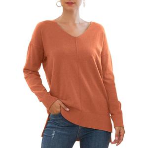 Jouica Women's Casual Lightweight V Neck Batwing Sleeve Knit Top Loose Pullover Sweater (Medium, Peach Pink)
