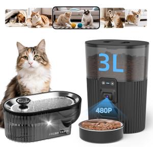 PAPIFEED Automatic Cat Feeder with CameraAdjustable Angle 2.4G WiFi/App Pet Food Dispenser3.5L/15 Cup Timed Dispenser