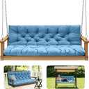 Porch Swing Cushions,Outdoor Cushions 3 Seater Replacement with Backrest, Waterproof Thickened Bench Cushion with Ties for Porch, Patio,Outdoor, Backyard and Garden (Sky Blue 47 * 40 in), 47x 40 inches