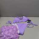 Blooming Jelly Womens 3 Piece Swimsuits Triangle Halter Thong Bikini Set Butterfly Bathing Suits Sarongs (Purple, Light Sky Blue)