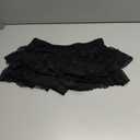 Women Sexy Y2K Sheer Lace Ruffle Mini Skirt Low Rise Mesh Ruffle Shorts Micro Skirt Coquette Going Out (Black) S