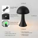 Cordless Table Lamp, Portable LED Desk Lamps, 1800mAh Battery Operated, 3 Color Stepless Dimming Up, for Restaurant, Bedroom, Outdoor Camping, Coffee Shop, Night Light, Rechargeable (Black)