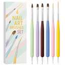 Gel Polish Nail Art Brushes, 6 Pcs Dual-Ended Art Design Pens with Case for Gel & Acrylic - Clean Up, Dotting, Liner, French Tip Tools for Nail Design, Extension & Manicure, DIY Kit Gift for Women