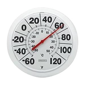 Springfield Indoor Outdoor Big and Bold Dial Thermometer, Wireless Thermometer with Easy to Read Large Numbers for Patio, Pool, and Indoor Areas, 8-Inch, White