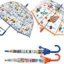 RONIARE 2 Pack Kids Clear Umbrellas for Rain Dome Bubble Umbrella Windproof for Toddler Boys Girls