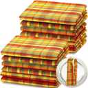 Tegeme Set of 12 Fall Gingham Cloth Napkins 18 x 18 Inches Checkered Plaid Dinner Napkins Washable Polyester Fiber Stain Resistant for Autumn Harvest Thanksgiving