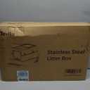 XL Enclosed Stainless Steel Litter Box with Lid,Covered,Light Gray
