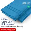 Queen Pillow Cases Set of 2 - Ultra Soft Hotel Quality Pillowcase Covers - Comfy, Cozy & Wrinkle Free - Shrink, Stain & Fade Resistant - Machine Washable Pillow Protectors - 2 Piece Set - Denim Blue