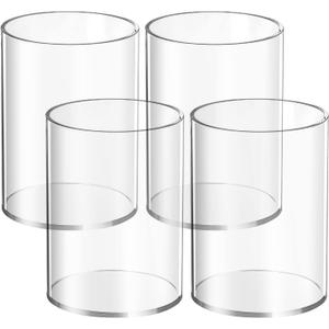 Mototo 4 Pieces Clear Acrylic Pen Holder Round Acrylic Pencil Cup Clear Makeup Bush Holder Acrylic Desktop Stationery Organizer for Office School Home Desk Accessories (4 Pack, Round)
