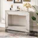 LITTLE TREE 47-Inch Console Table, Modern Entryway Table with Storage, Narrow Sofa Table Behind Couch for Living Room, Foyer, Mirrored Silver