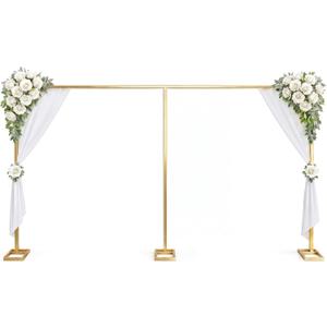 Novabright 10x20ft Backdrop Stand Heavy Duty Pipe and Drape Backdrop Stand for Wedding and Ceremonies, Adjustable Pipe Kit Curtain Frame for Wedding Party Celebration Photography Stage(Gold)