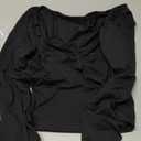 ForeFair Women's Sexy Long Sleeve Going Out Tops Pleated Bustier Shirt Cute Sweetheart Neck Y2K Cropped Top (Black-01,S)