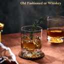 JBHO Hand Blown Crystal Double Old Fashioned Cocktail, Solid Whiskey Glasses, Rocks Glasses, Lowball Glasses - 12 Ounce - set of 2 - Perfect Size for Oversized Ice Cubes