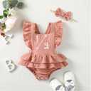 Baby Girls Half Birthday Outfit Infant 1/2 Birthday Clothes Romper Half Way to One Bodysuit (Pink) 6-12Y