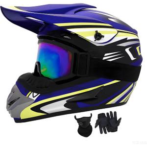 SanQing Youth/Kids Off-Road,Dirt Bike Helmets-DOT Approved (CX-Blue, L)
