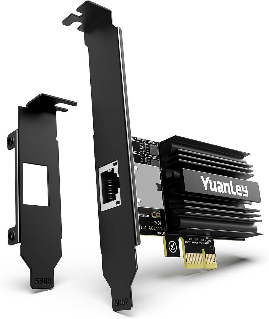 10G PCIe Network Card, YuanLey 10G Base-T Ethernet Card with Marvell AQC113 Controller, PCIE to 10Gb RJ45 Ethernet Adapter NIC Compatible with PCI Express X1, X4, X8, X16, for Windows 10/11, Linux OS