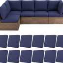 HEBE Stretch Patio Cushion Covers Set 12pcs,Waterproof Outdoor Couch Covers Replacement,Washable Reusable Seat Cushion Slipcovers for Patio Furniture Protector,Chair Cushion Cover