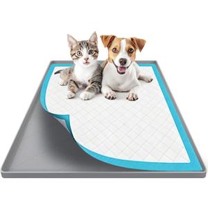 Silicone Dog Pee Pad Holder for 34x22 in Pads, Non-Slip Leak-Proof Puppy Pad Tray, Portable Puppy Training Mat with Raised Edges for Floor Protection, Easy to Clean