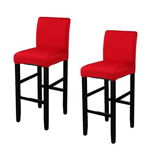 LJNGG 2 Pack Chair Cover Slipcover Counter Stool Covers Dining Room Kitchen Bar Stool Cafe Furniture Chair Seat Cover Stretch Protectors Only Chair Cover (Red)