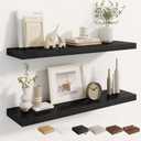 Dreamland 36 Inches Wall Mounted Wood Floating Shelves, Black, 2 Pack